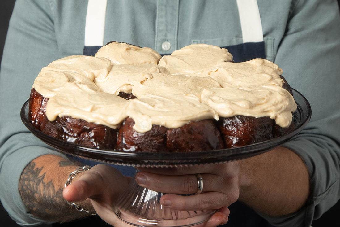 Chris Tucker's Butter Enriched Gingerbread Cinnamon Rolls with Spiced Butter Cream Cheese Icing