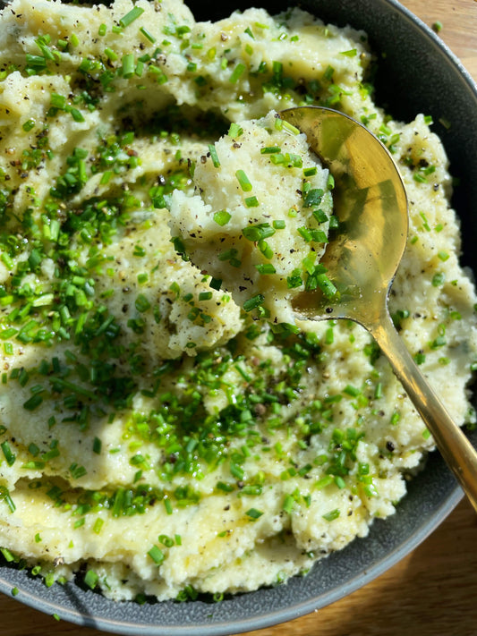 Chive and Garlic Mashed Potatoes with Chive Cheese